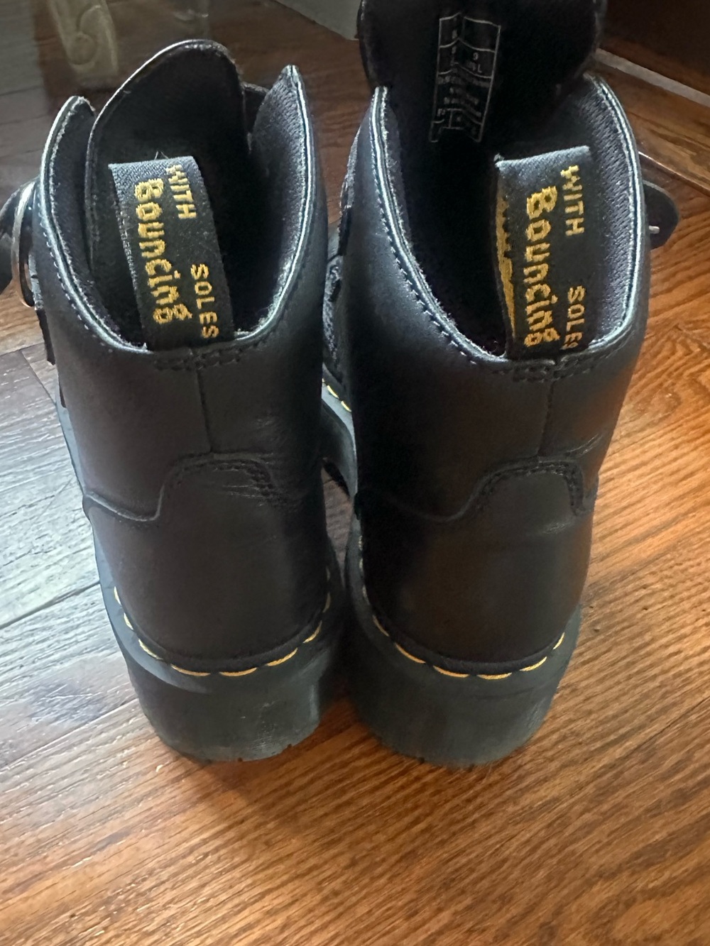 Dr. Martens Devon Circle Buckle Platform Boots Black - Picture 4 of 6